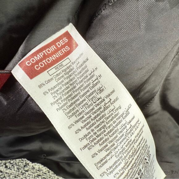 Comptoir Des Cotonniers Reine Black White Tweed Faux Leather Blazer Jacket 44 XL - Picture 11 of 13